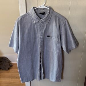 Men's Short Sleeve Santa Cruz Button Down - Light Blue Stripe